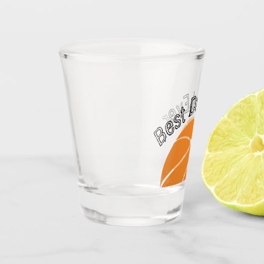 最高のパパエバーバスケットボール動揺して文字 ショットグラス (左)