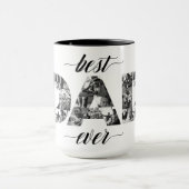 最高のパパエバーパパ白黒フォトコラージュ マグカップ (中央)