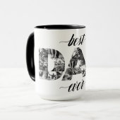 最高のパパエバーパパ白黒フォトコラージュ マグカップ (正面左)