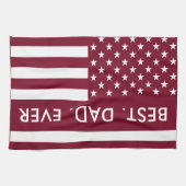 最高のパパエバーファーズデイタイポグラフィUSAフラッグシェフ キッチンタオル (横)