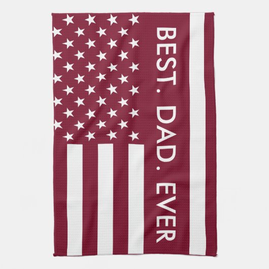 最高のパパエバーファーズデイタイポグラフィUSAフラッグシェフ キッチンタオル (縦)