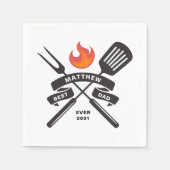 最高のパパエバーファーズデイ名前をカスタムする紙 スタンダードカクテルナプキン (正面)