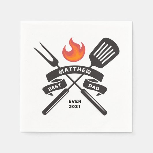 最高のパパエバーファーズデイ名前をカスタムする紙 スタンダードカクテルナプキン (正面)
