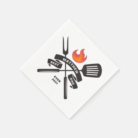 最高のパパエバーファーズデイ名前をカスタムする紙 スタンダードカクテルナプキン (角)