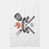 最高のパパエバーファーズデイ名前をカスタムする キッチンタオル (縦)