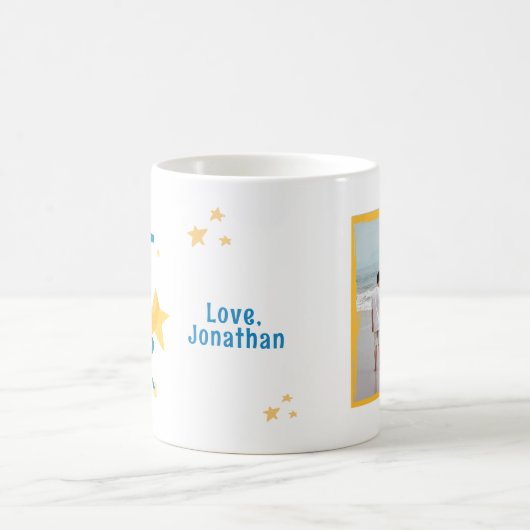 最高のパパエバーフォトイエロースターズ コーヒーマグカップ (中央)