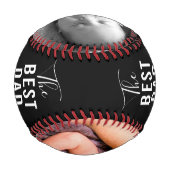 最高のパパエバーブラックベビー2フォトネーム野球 野球ボール (裏面)