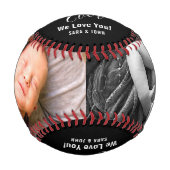 最高のパパエバーブラックベビー2フォトネーム野球 野球ボール (正面)