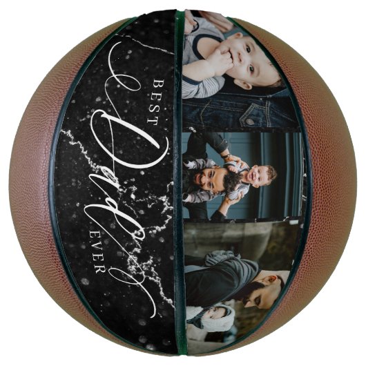 最高のパパエバーブラックマーブルファーザーズデイコラージュ バスケットボール (縦)