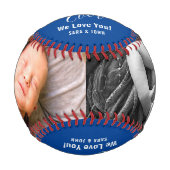 最高のパパエバーブルーベビー2フォトネーム野球 野球ボール (正面)