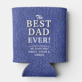 最高のパパエバーブルーレザープリントフォトコラージュ 缶クーラー (裏面)