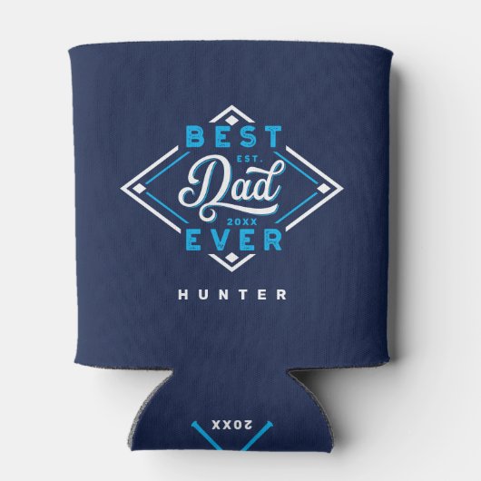 最高のパパエバーベースボールダイヤモンドネーム&モノグラム 缶クーラー (裏面)