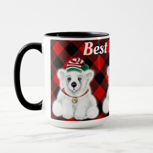 最高のパパエバーホリデーポーラベアグリーンプレイド マグカップ (左)