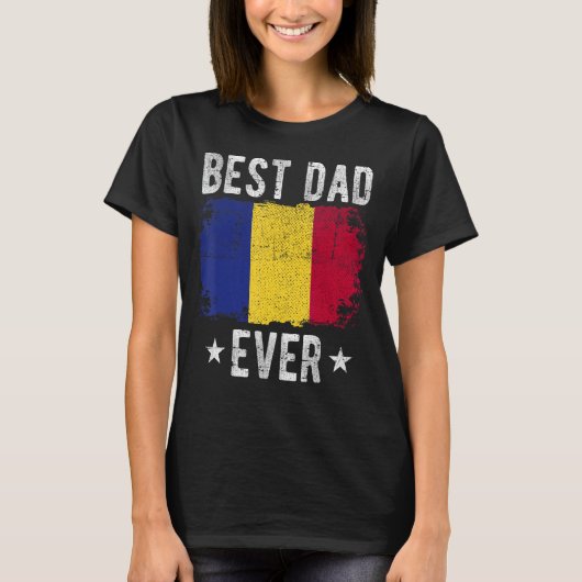 最高のパパエバールーマニア国旗のルー最高のマニアパパ Tシャツ (正面)
