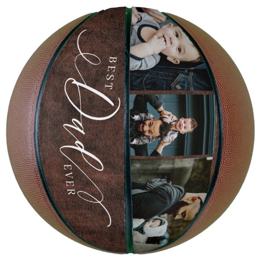 最高のパパエバーレザーファーザーデイフォトコラージュ バスケットボール (縦)