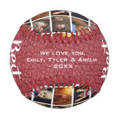 最高のパパエバーレッドレザープリント6フォトコラージュ 野球ボール (裏面)