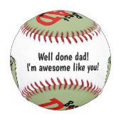 最高のパパエバーレッド黒男の赤ちゃん恐竜 野球ボール (裏面)