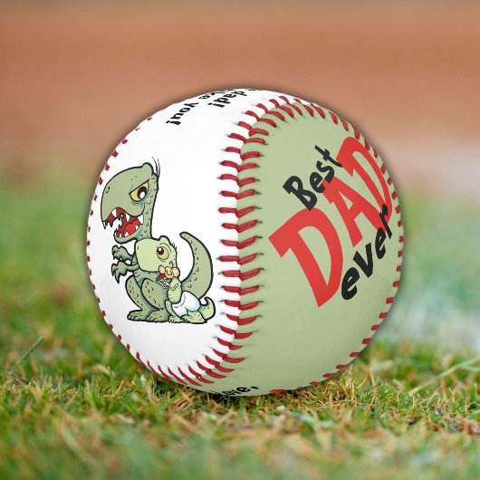 最高のパパエバーレッド黒男の赤ちゃん恐竜 野球ボール