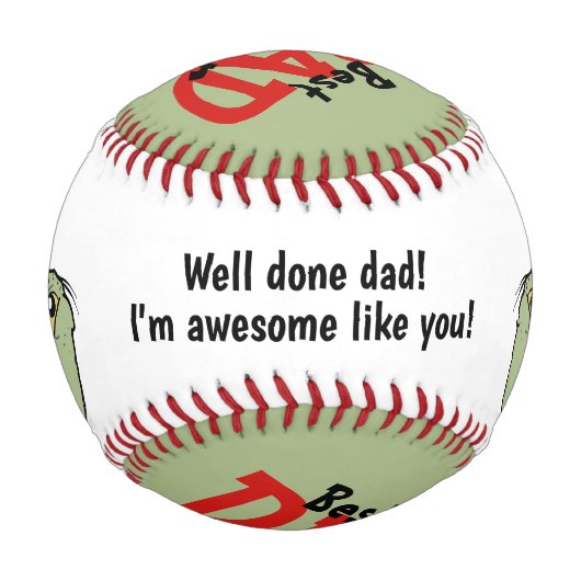 最高のパパエバーレッド黒男の赤ちゃん恐竜 野球ボール (裏面)