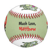 最高のパパエバーレッド黒男の赤ちゃん恐竜 野球ボール (正面)