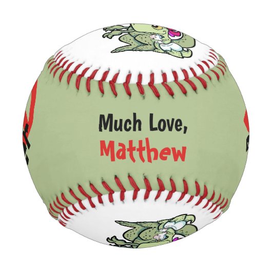 最高のパパエバーレッド黒男の赤ちゃん恐竜 野球ボール (正面)