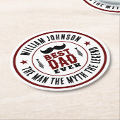 最高のパパエバーヴィンテージウェスタンのロゴファーザーズデイ ラウンドペーパーコースター (アングル)