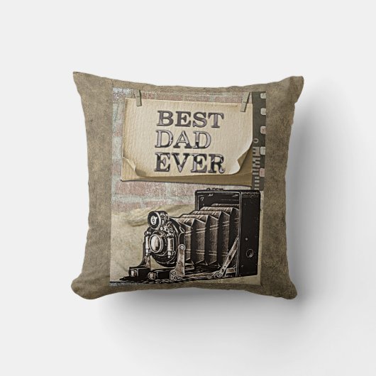 最高のパパエバーヴィンテージカメラ父の日アンティーク クッション (正面)