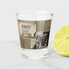 最高のパパエバーヴィンテージカメラ父の日アンティーク ショットグラス