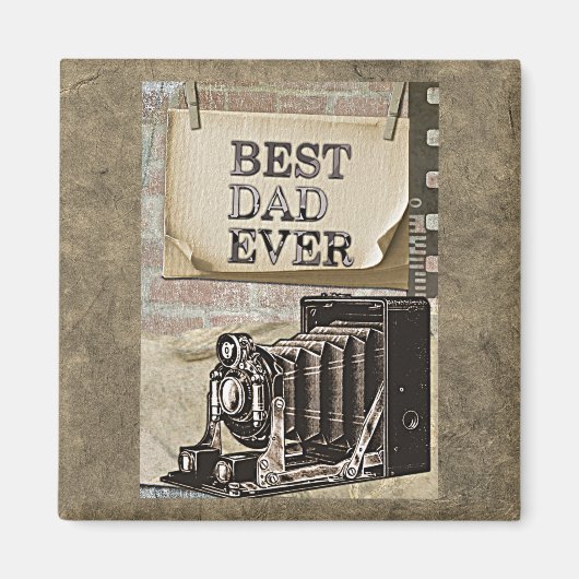 最高のパパエバーヴィンテージカメラ父の日アンティーク マグネット (正面)