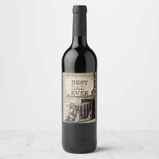 最高のパパエバーヴィンテージカメラ父の日アンティーク ワインラベル (正面)