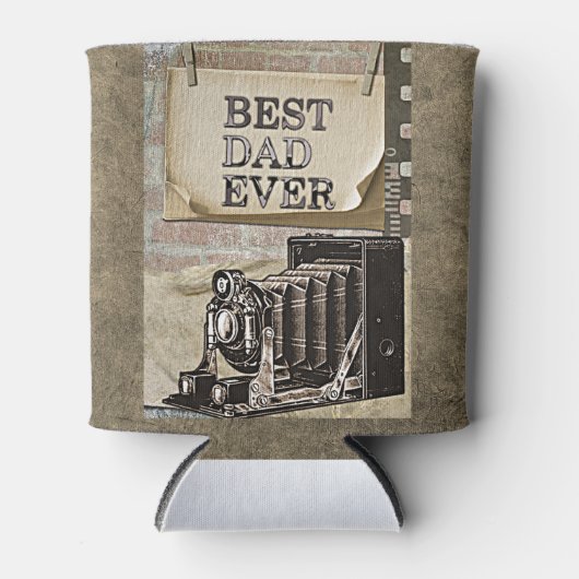 最高のパパエバーヴィンテージカメラ父の日アンティーク 缶クーラー (正面)