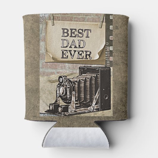 最高のパパエバーヴィンテージカメラ父の日アンティーク 缶クーラー (裏面)