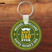 最高のパパエバーヴィンテージレトロバッジファーズデイ キーホルダー (正面)