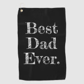 最高のパパエバー手書きタイポグラフィブラック ゴルフタオル (正面)