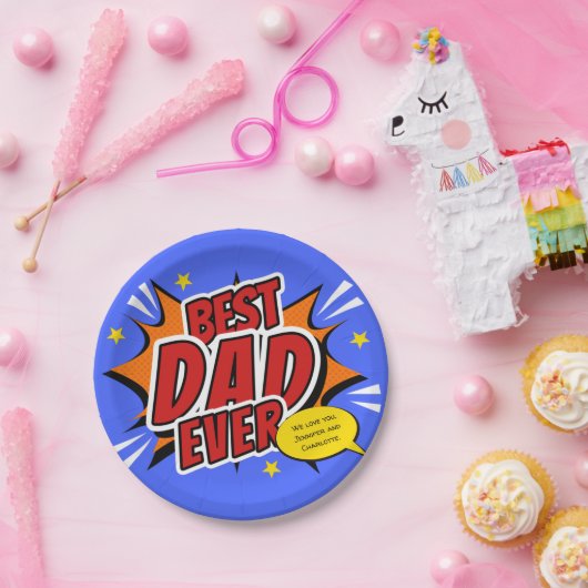 最高のパパエバー漫画スーパーヒーローファーズデイ ペーパープレート (パーティー)