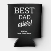 最高のパパエバー白黒タイポグラフィカスタム 缶クーラー (正面)