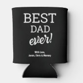 最高のパパエバー白黒タイポグラフィカスタム 缶クーラー (裏面)