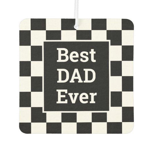 最高のパパエバー白黒市松模様にパターン カーエアーフレッシュナー (正面)