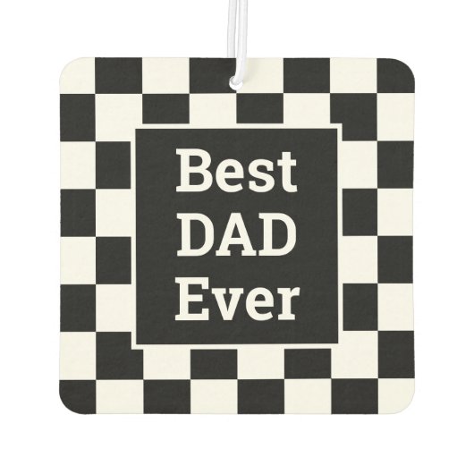 最高のパパエバー白黒市松模様にパターン カーエアーフレッシュナー (裏面)