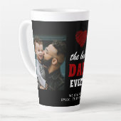 最高のパパエバー赤いハートブラック2写真 カフェラテマグ (左アングル)