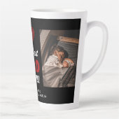 最高のパパエバー赤いハートブラック2写真 カフェラテマグ (右)