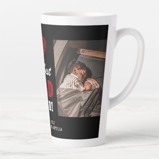 最高のパパエバー赤いハートブラック2写真 カフェラテマグ (右)