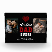 最高のパパエバー赤いハートブラック2 フォトブロック (正面)