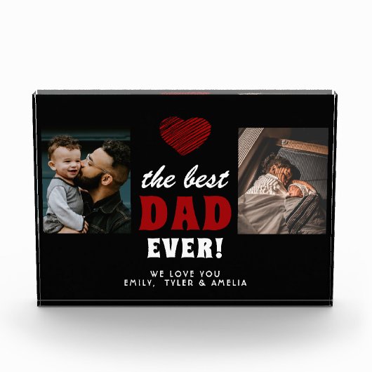 最高のパパエバー赤いハートブラック2 フォトブロック (正面)