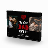 最高のパパエバー赤いハートブラック2 フォトブロック (右)