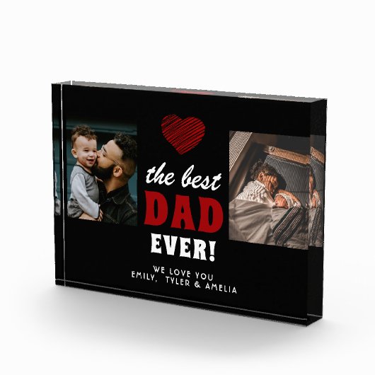 最高のパパエバー赤いハートブラック2 フォトブロック (右)