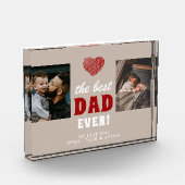 最高のパパエバー赤いハートブラック2 フォトブロック (左)