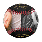 最高のパパエバー金ゴールドブラックベビー2写真名 野球ボール (正面)