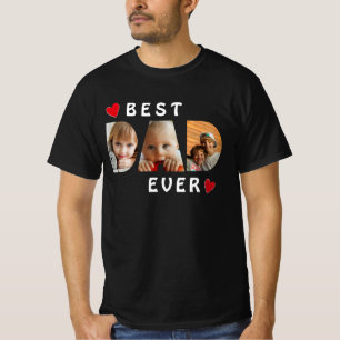 最高のパパエバー3フォトコラージュカスタムTシャツ Tシャツ