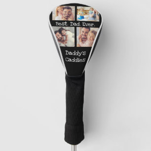 最高のパパエバー4フォトコラージュおもしろいダディスキャディーズ ゴルフヘッドカバー